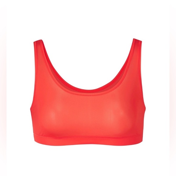 SKIMS Poppy Red Jelly Sheer Scoop-Neck Stretch-Woven Bra NWT size small - Picture 2 of 16